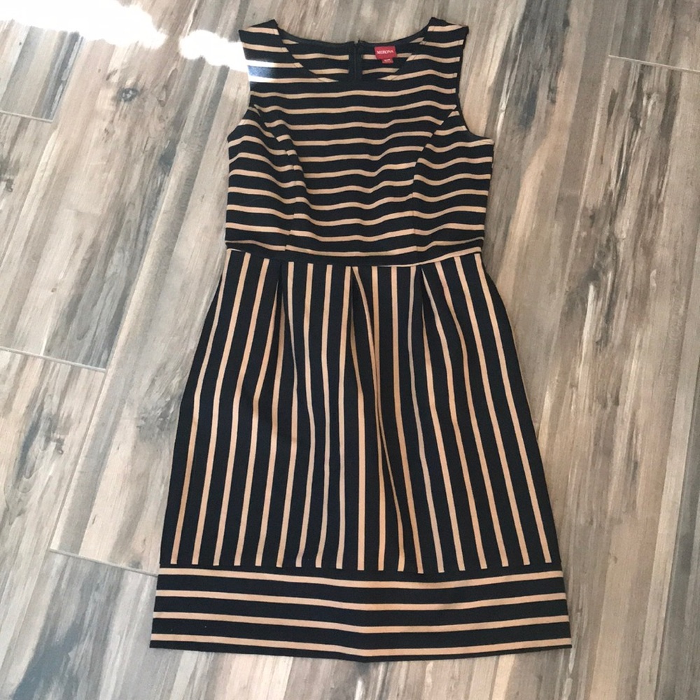 Merona Tand and Black Striped Dress M